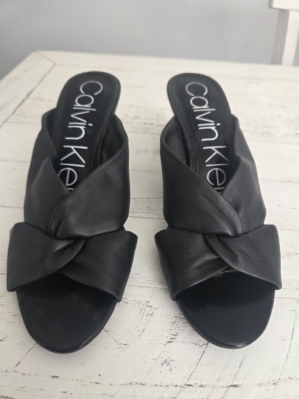 Calvin Klein Black Knot-Front Slide Sandals - Women's